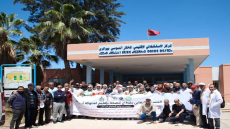 اشتوكة: بالصور ..الملف المطلبي يدفع التنسيق النقابي لقطاع الصحة إلى الاحتجاج امام مندوبية الصحة